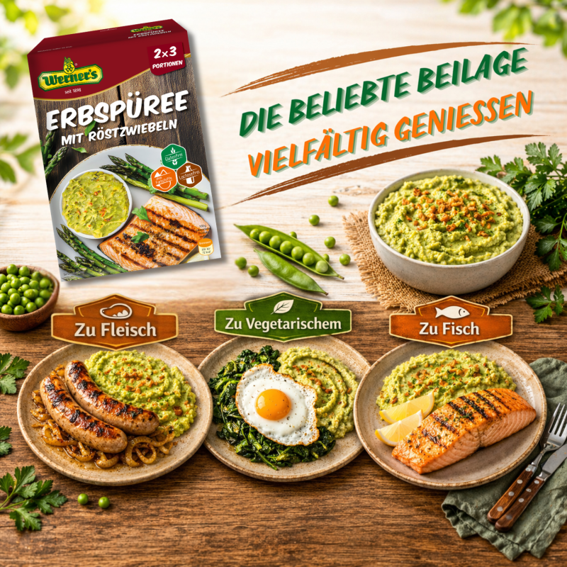 Werners Erbspüree mit Röstzwiebeln 2 x 3 Portionen